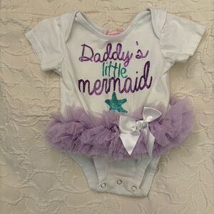 Popatu White Onesie with Purple Glitter Accents